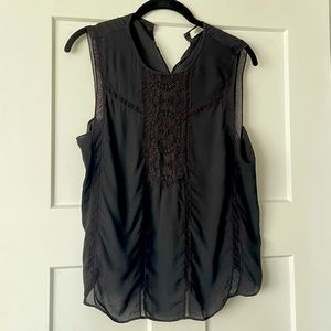 ALC Black Sleeveless Blouse with Lace Detail
